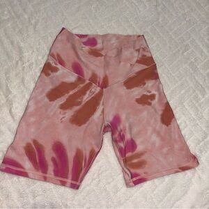🌸 Aerie Offline Pink and Brown Tie-Dye Bike Shorts